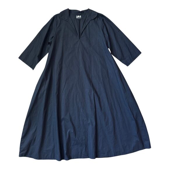 Labo Art 100% Italian Poplin Cotton Clara Midi Dress Black Size Medium - Picture 6 of 10